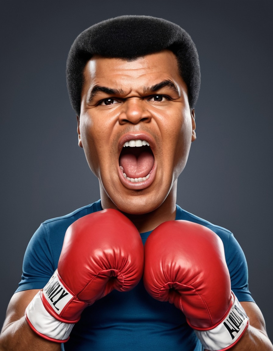 muhammad ali, caricature, boxing, sports, humor, funny