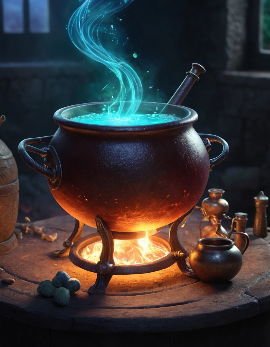 cauldron, magical potion, brewing, alchemy, mystery, witchcraft, fantasy