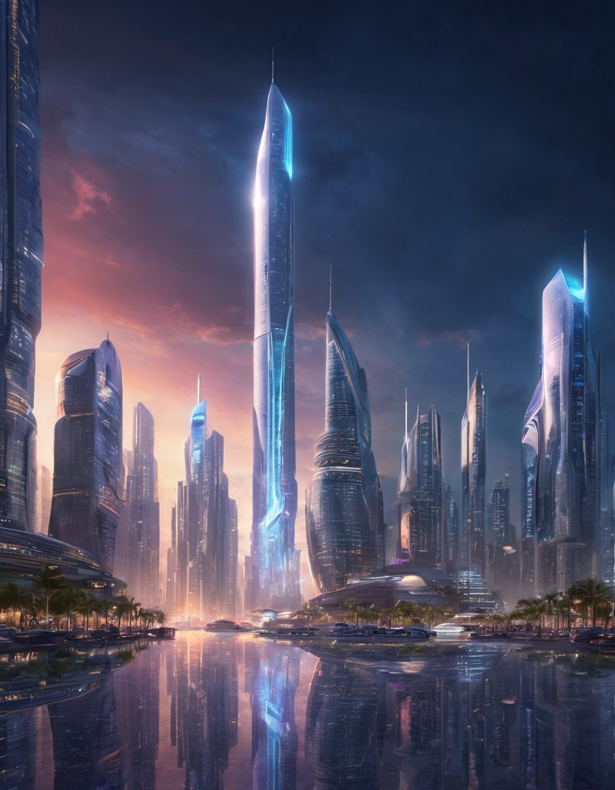 futuristic, skyscrapers, cityscape, future technology, urban landscape, architecture