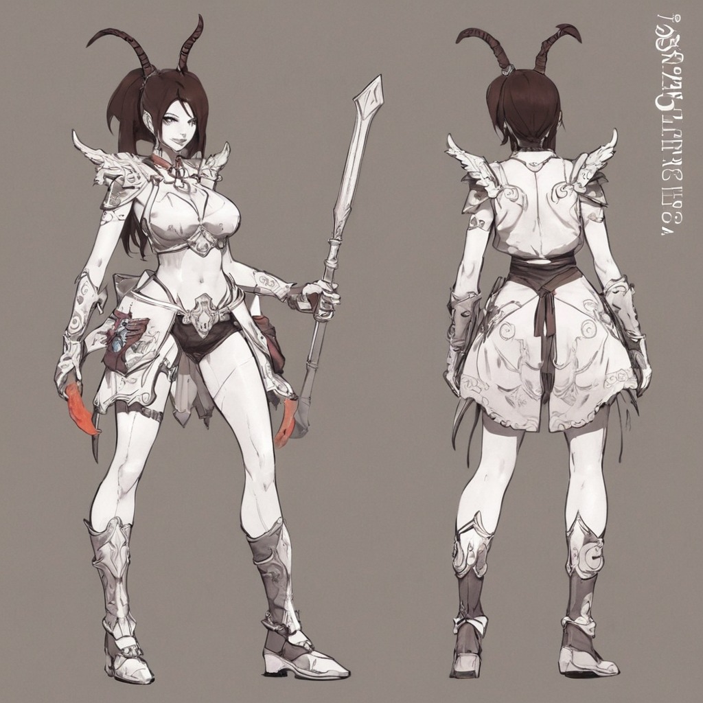 characterdesign, originalcharacter, warrior, characterconcept, fighter, demongirl, oni, dreamup, ai_art