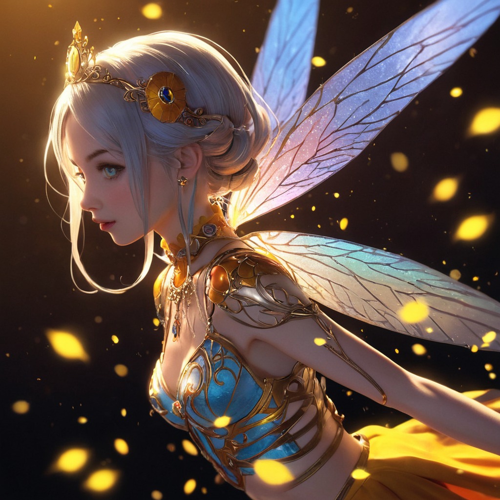 anime, magic, fantasyart, fairy, digitalart, cartoon, fantasycharacter, angel, drama, characterdesign, portrait, beauty, goldleaf