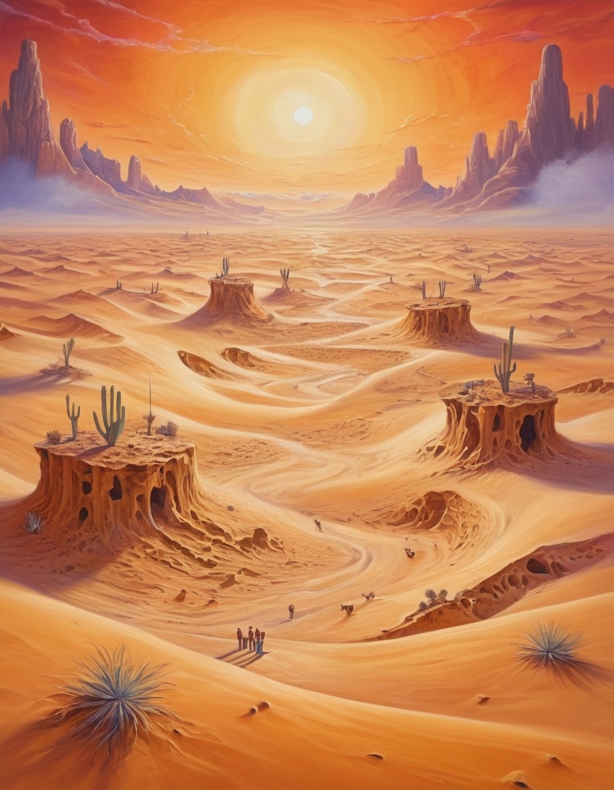 desert, floating islands, sand, landscape, surreal