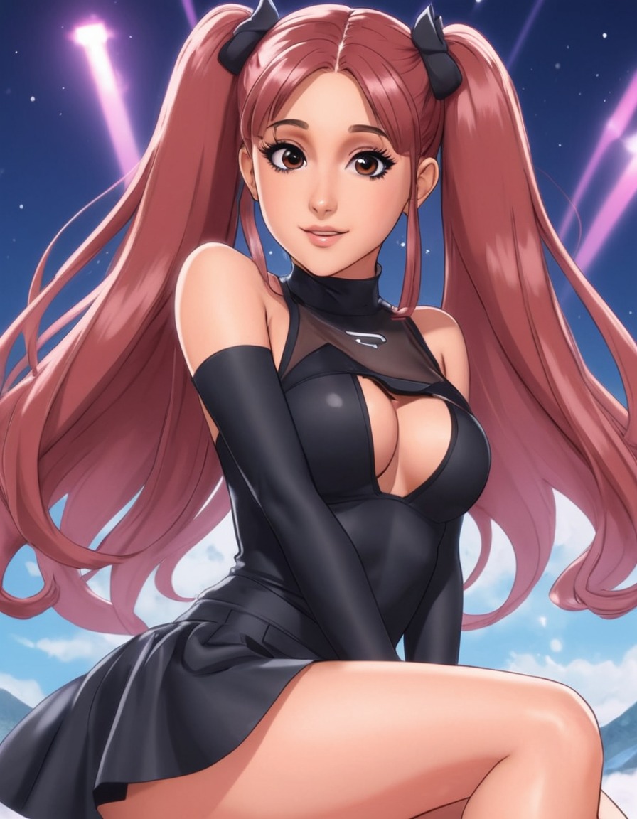 ariana grande, anime, popstar, musician, celebrity, crossover, fan art