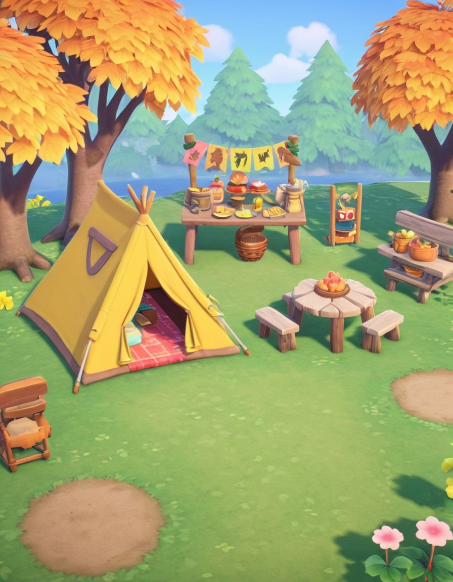 animal crossing: new horizons, video game, cozy, campsite, outdoor, relaxation, computer games