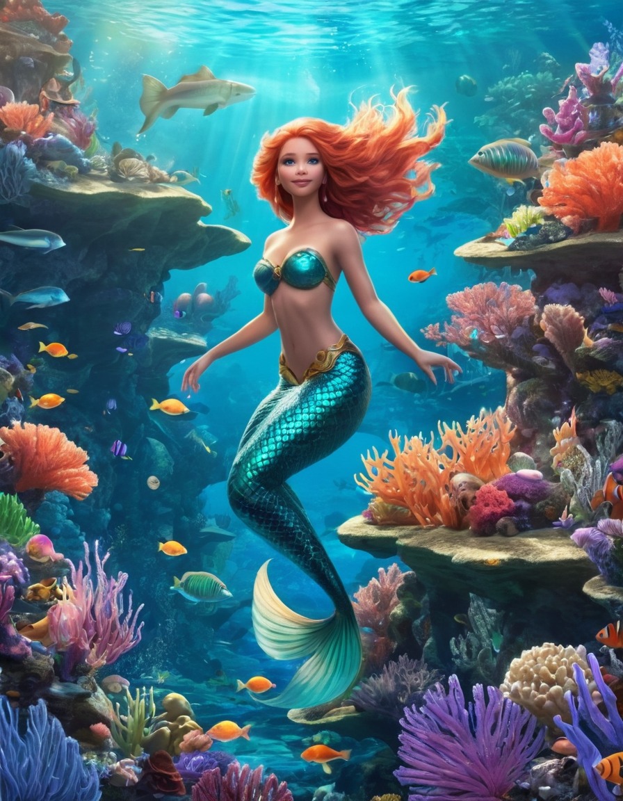 mermaids, swimming, coral reefs, fantasy, underwater, mythical creatures, fantastic