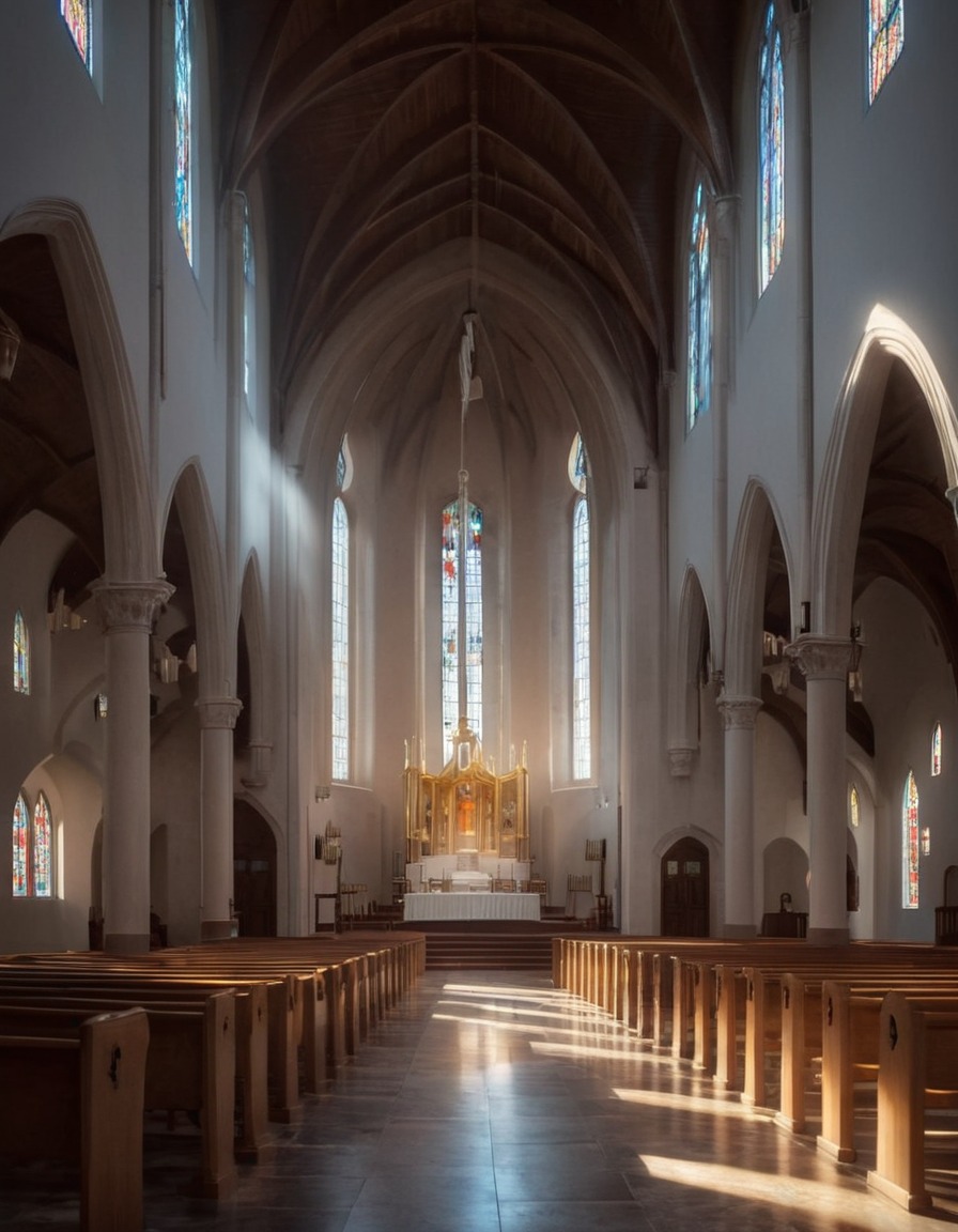 light, shadow, church, interior design, architecture