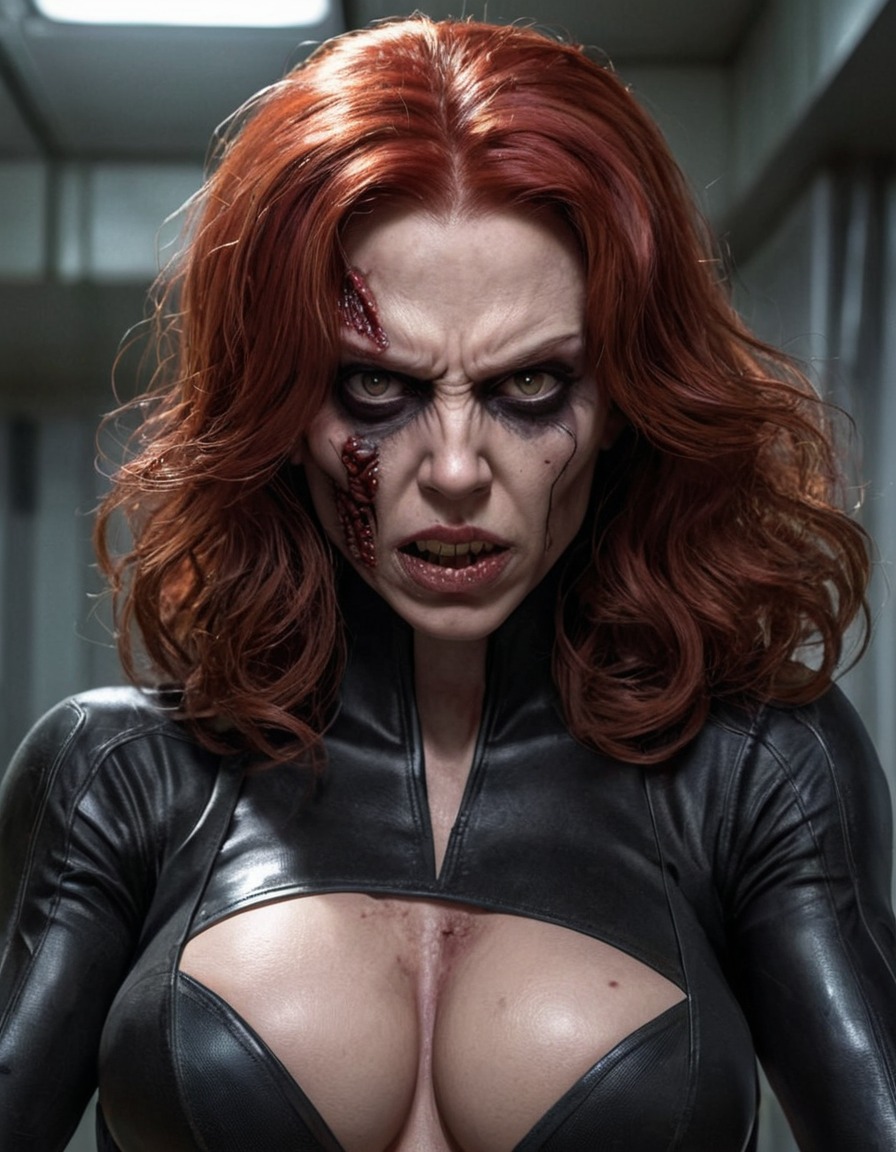 zombie, black widow (marvel comics), undead, marvel comics, superhero, horror, character mashup