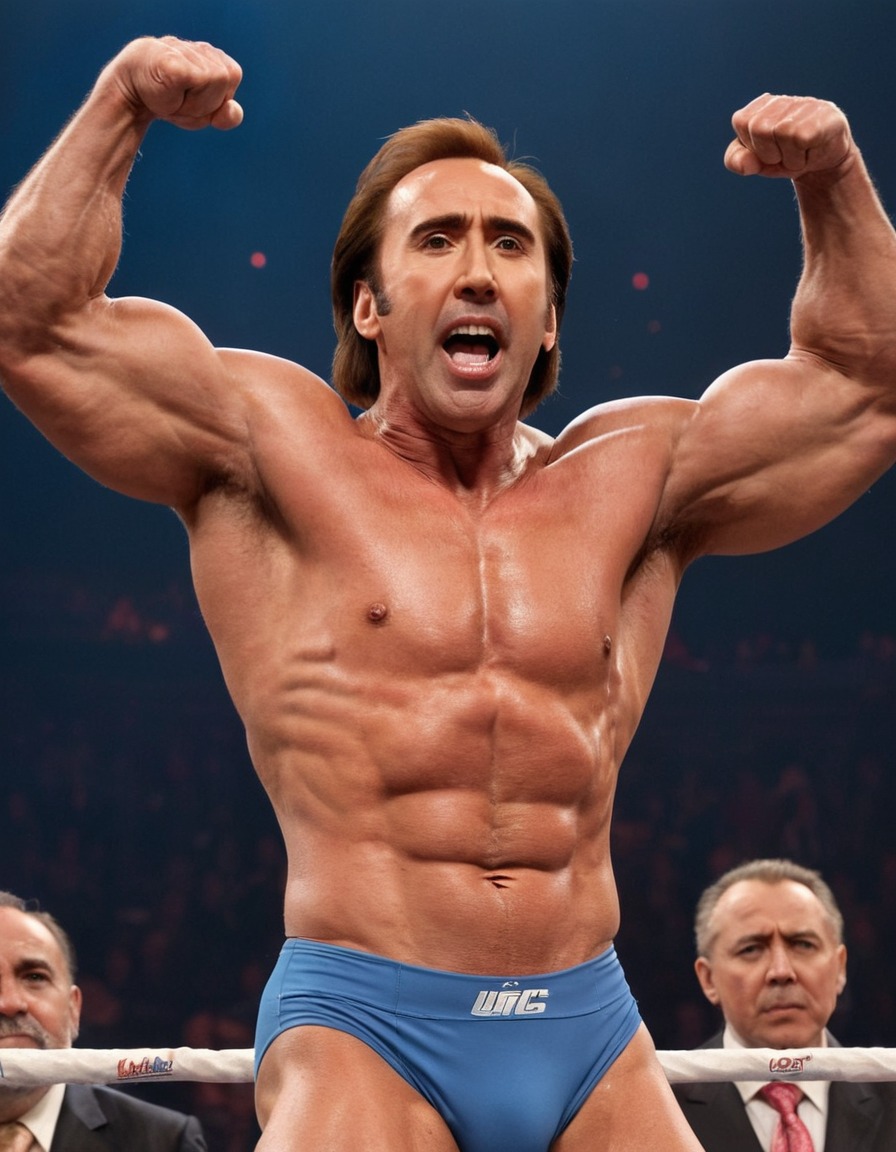 nicolas cage, bodybuilding, competition, flexing, muscles