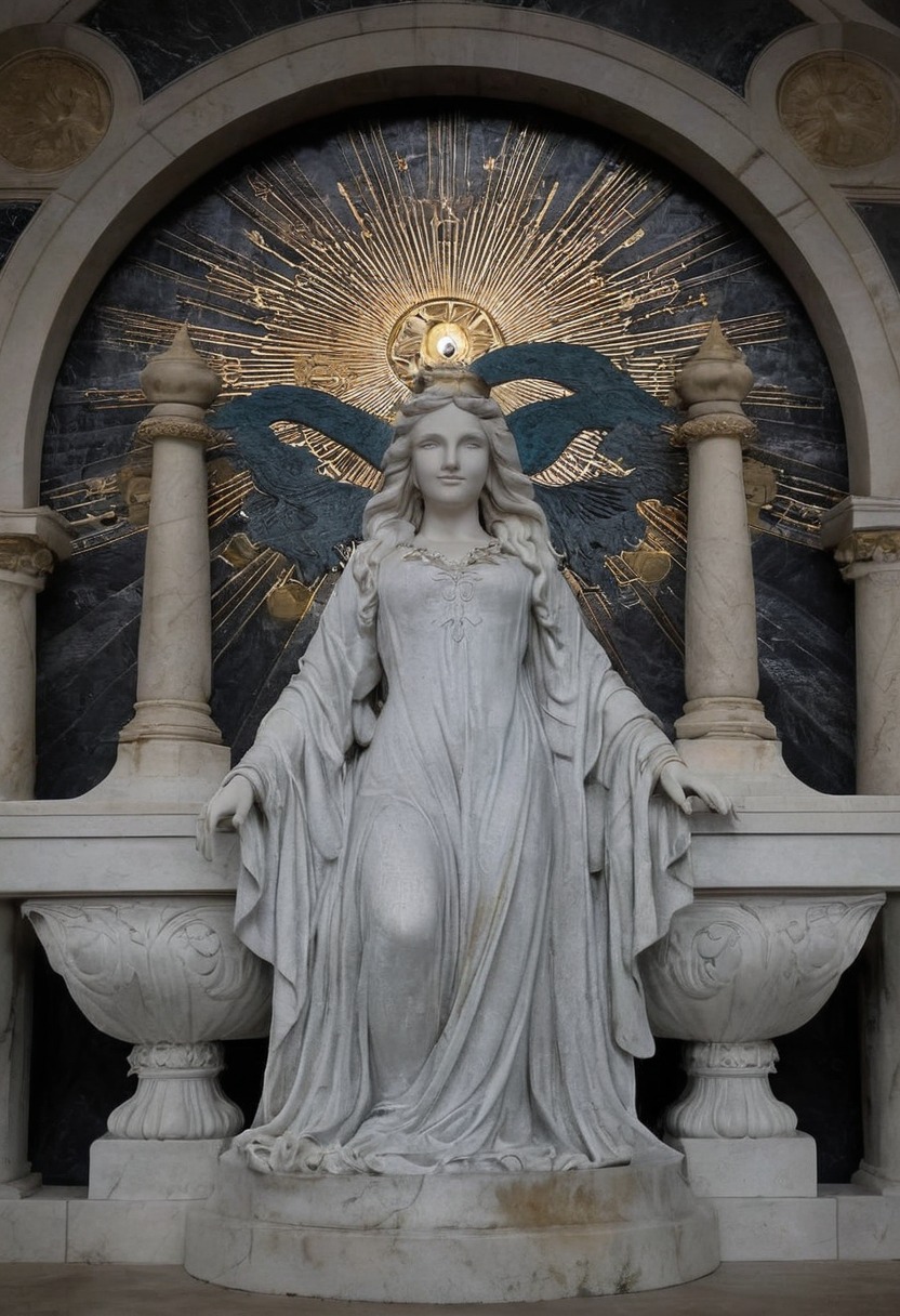 unknown photographer, statue, saint, cemetery, gold, art, berlin, tale