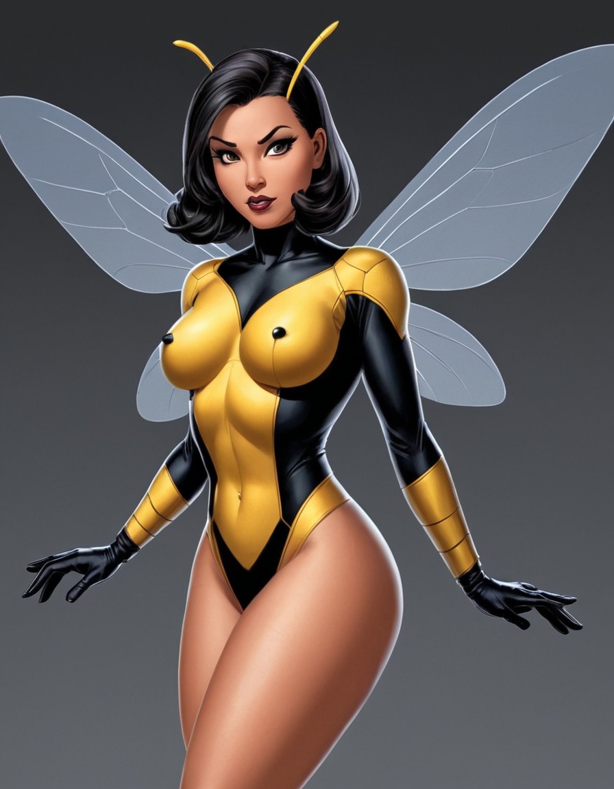 wasp, superhero, confident, powerful, action pose, sexy, painted