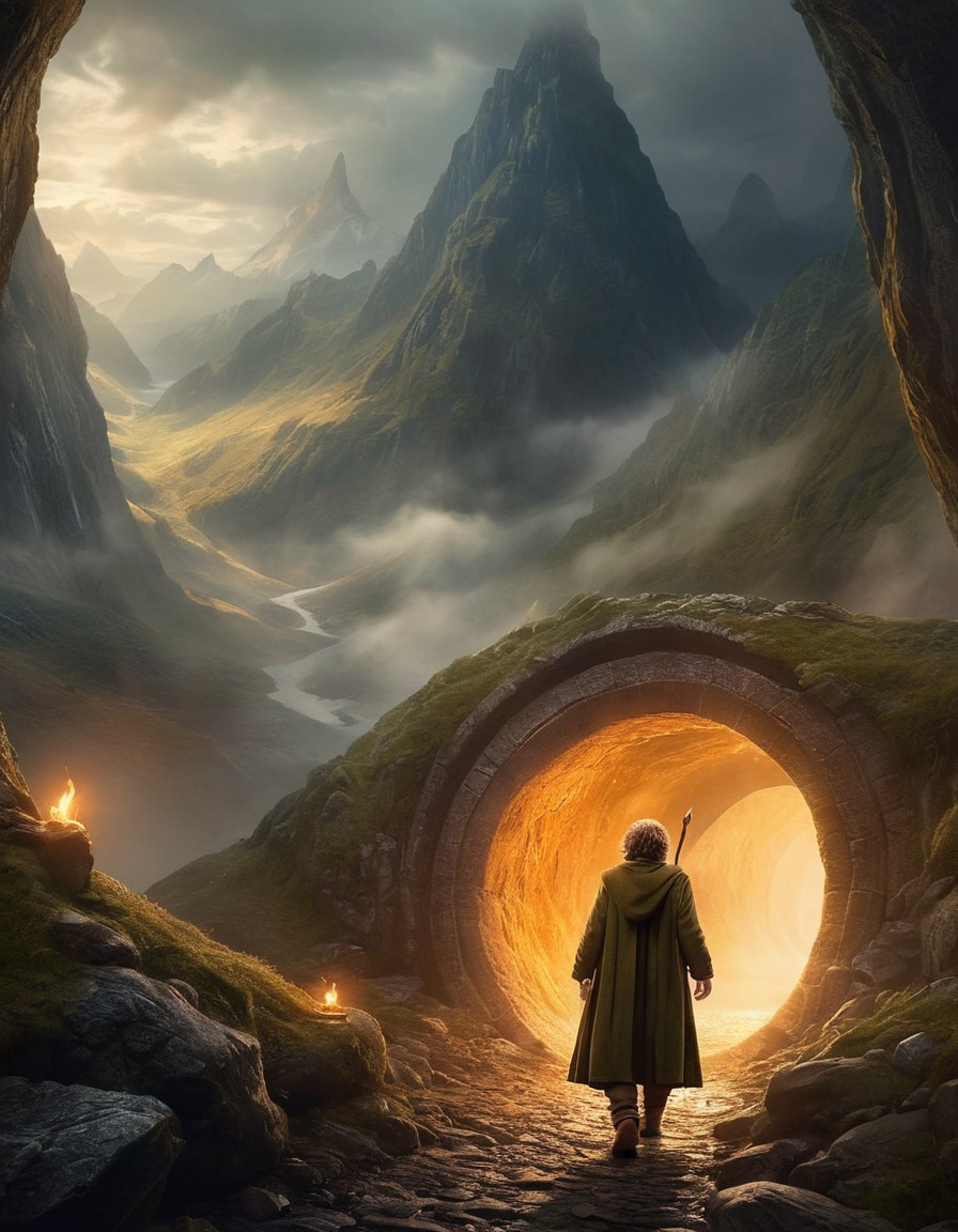 bilbo baggins, one ring, goblin tunnels, misty mountains, discovery, john tolkien, tolkien