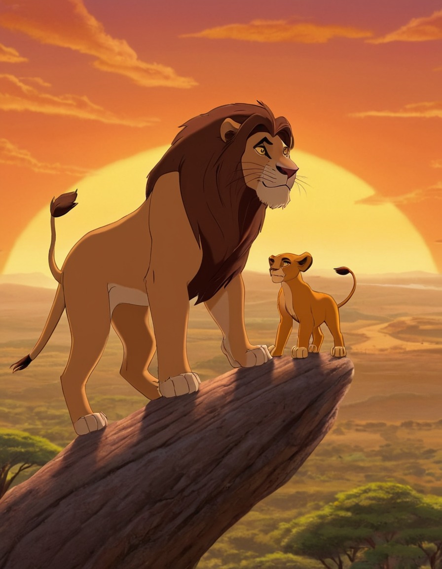 the lion king (2019), movie, animation, disney, simba, mufasa, painting