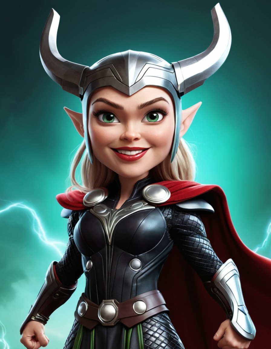 fun, hela, caricature, thor, comedy, marvel, villain