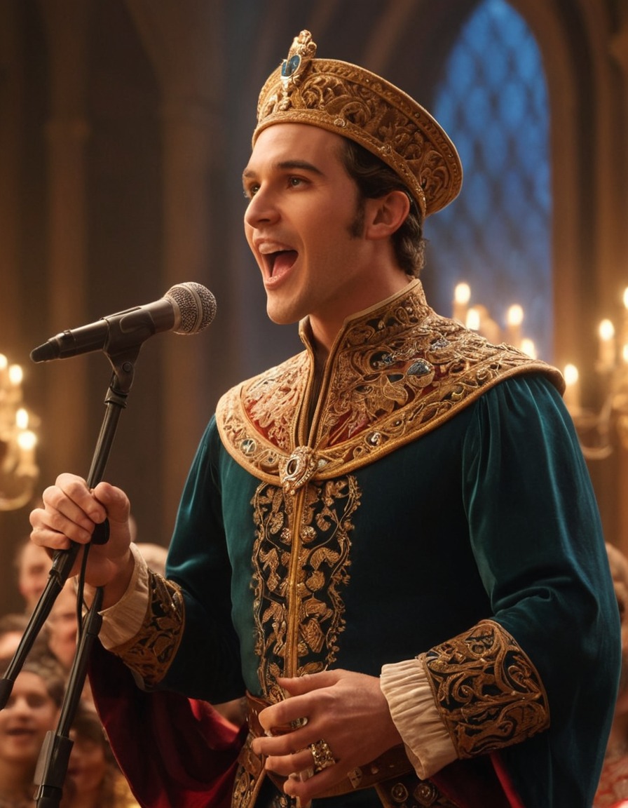 troubadour, singing, microphone, royal court, performance, medieval, art