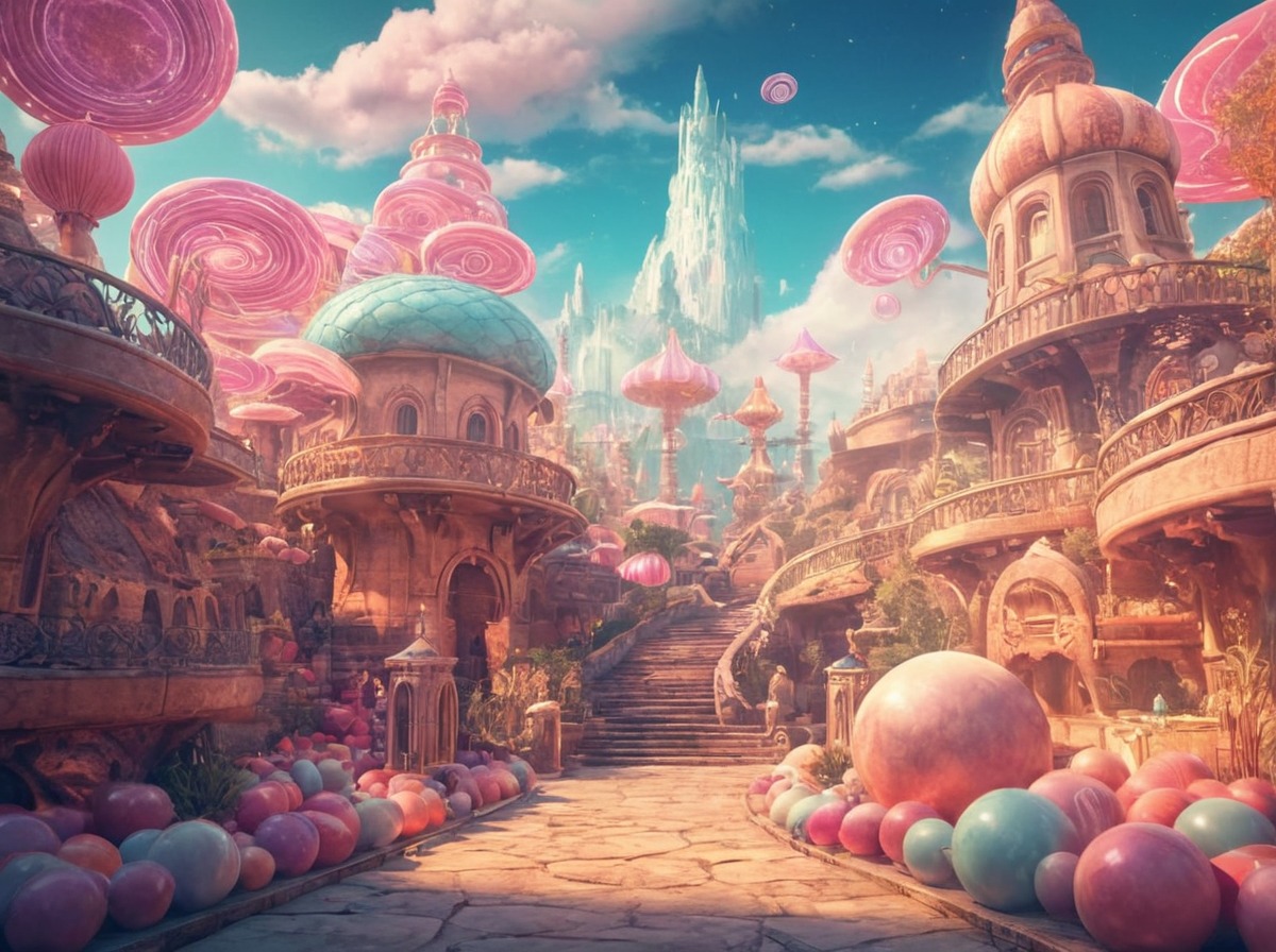 digitalart, cartoon, magic, fantasyart, surreal, beautiful, candy, colorful, epic, fairytail, fancyfair, fantasy, house, land, landscape, landscapescenery, lollipop, photoshop, serene, sugar, sunset, sweets