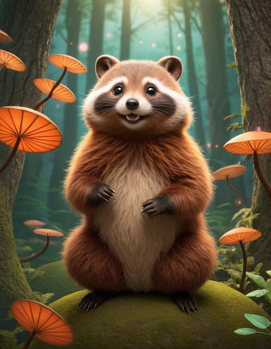 whimsical, forest, tanuki, japanese folklore, mischief