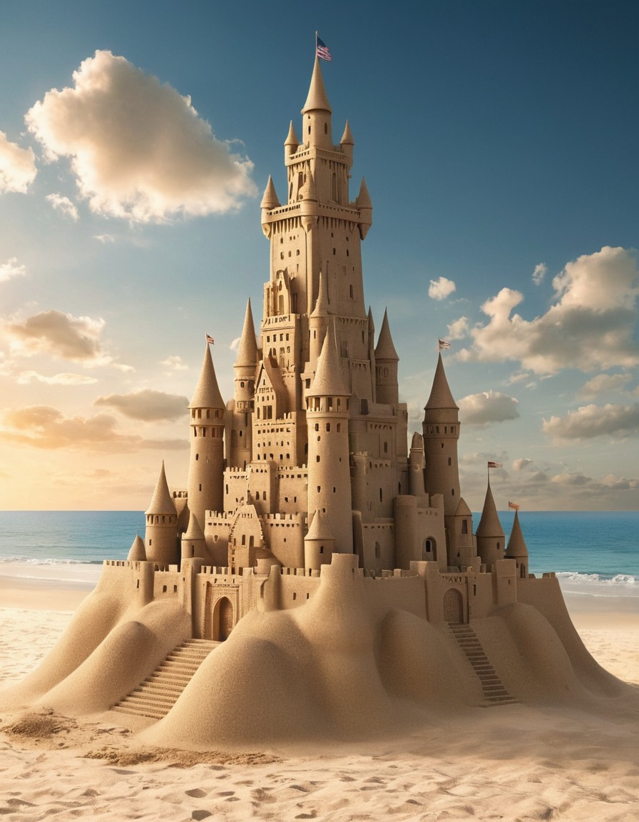 sandcastle, skyscraper, monument, imagination