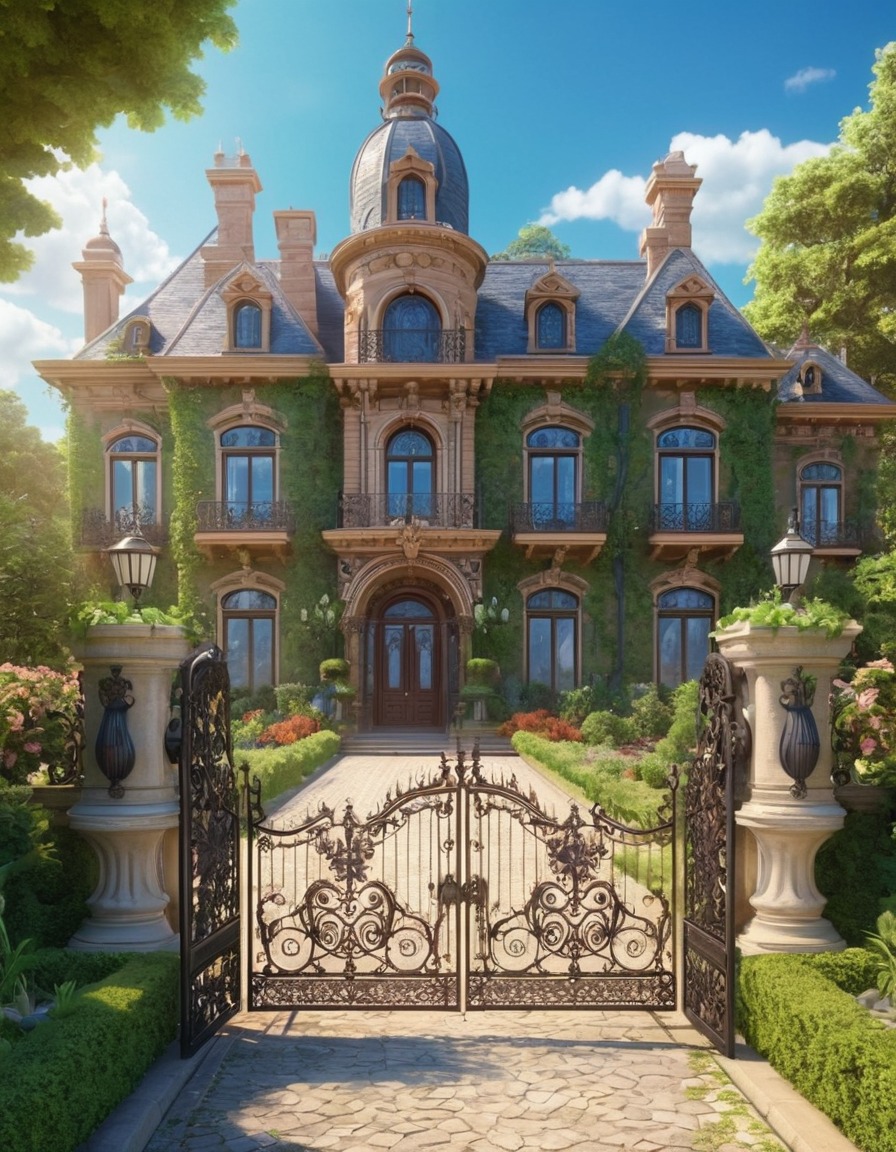 victorian architecture, mansion, gardens, wrought iron gates, historic, luxury, estate, architecture