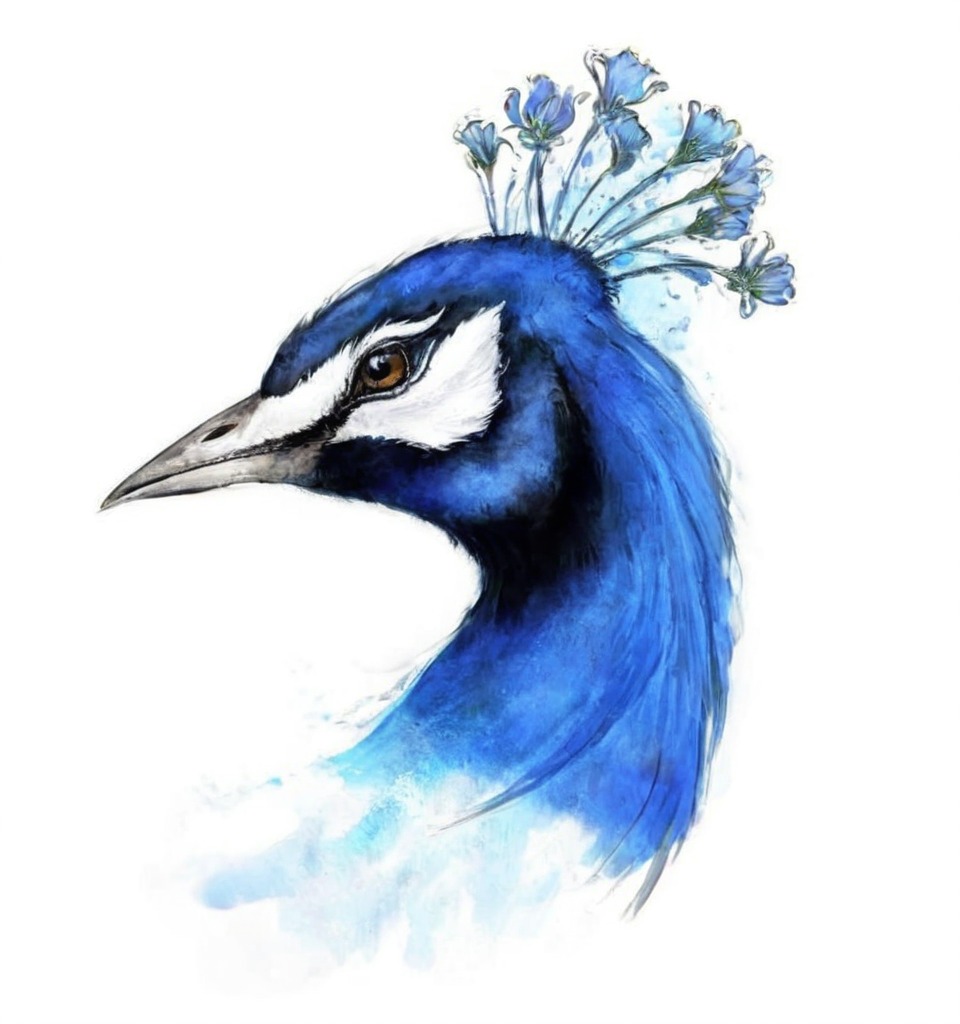 digitalpainting, animal, bird, digitalart, animalart, magic, feathers, galaxy, peacock, peacockhead, peacocktutorial