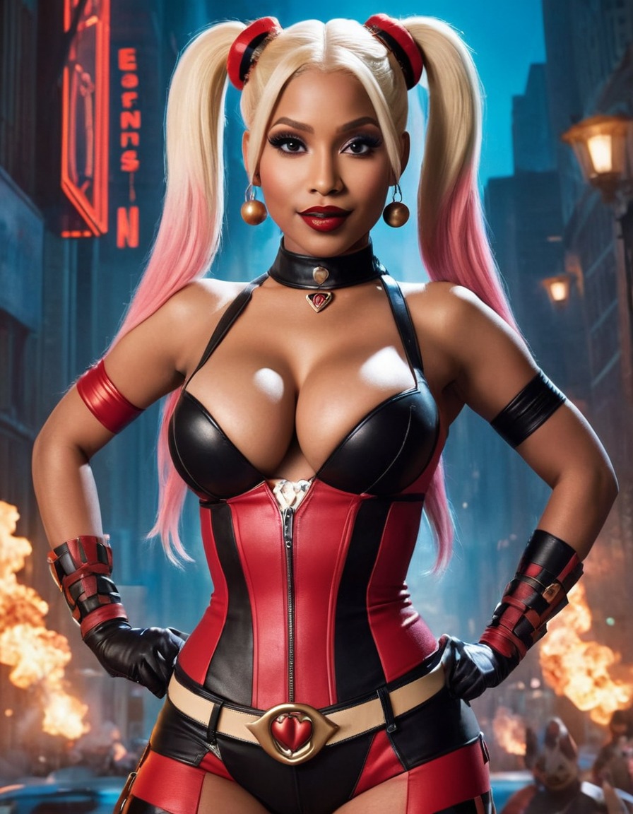 nicki minaj, harley quinn, music artist, dc comics, rapper, superhero, woman