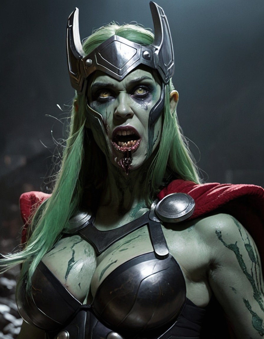 zombie, hela, thor, marvel, superhero, undead, norse mythology