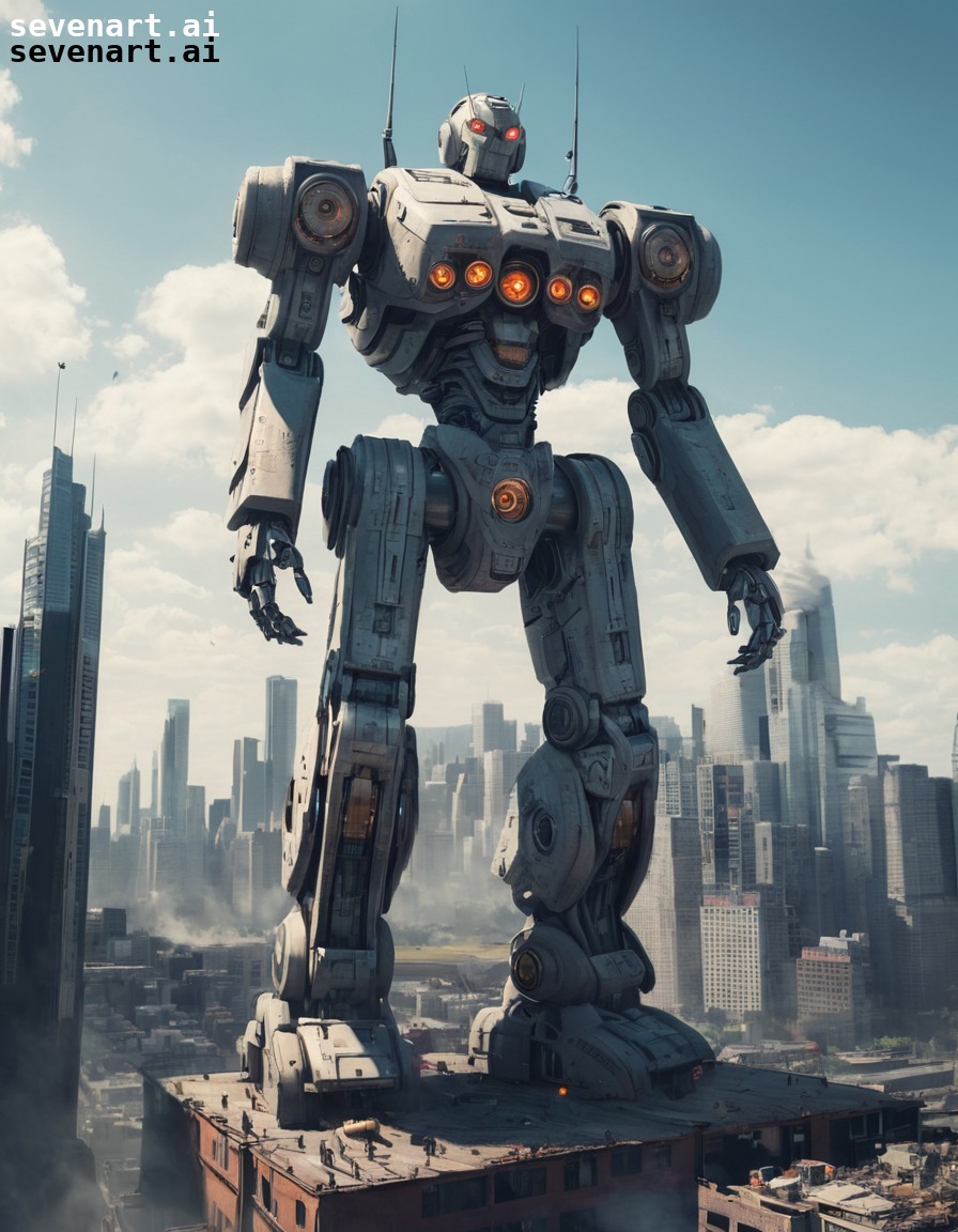 robot, futuristic, cityscape, technology, giant, robots