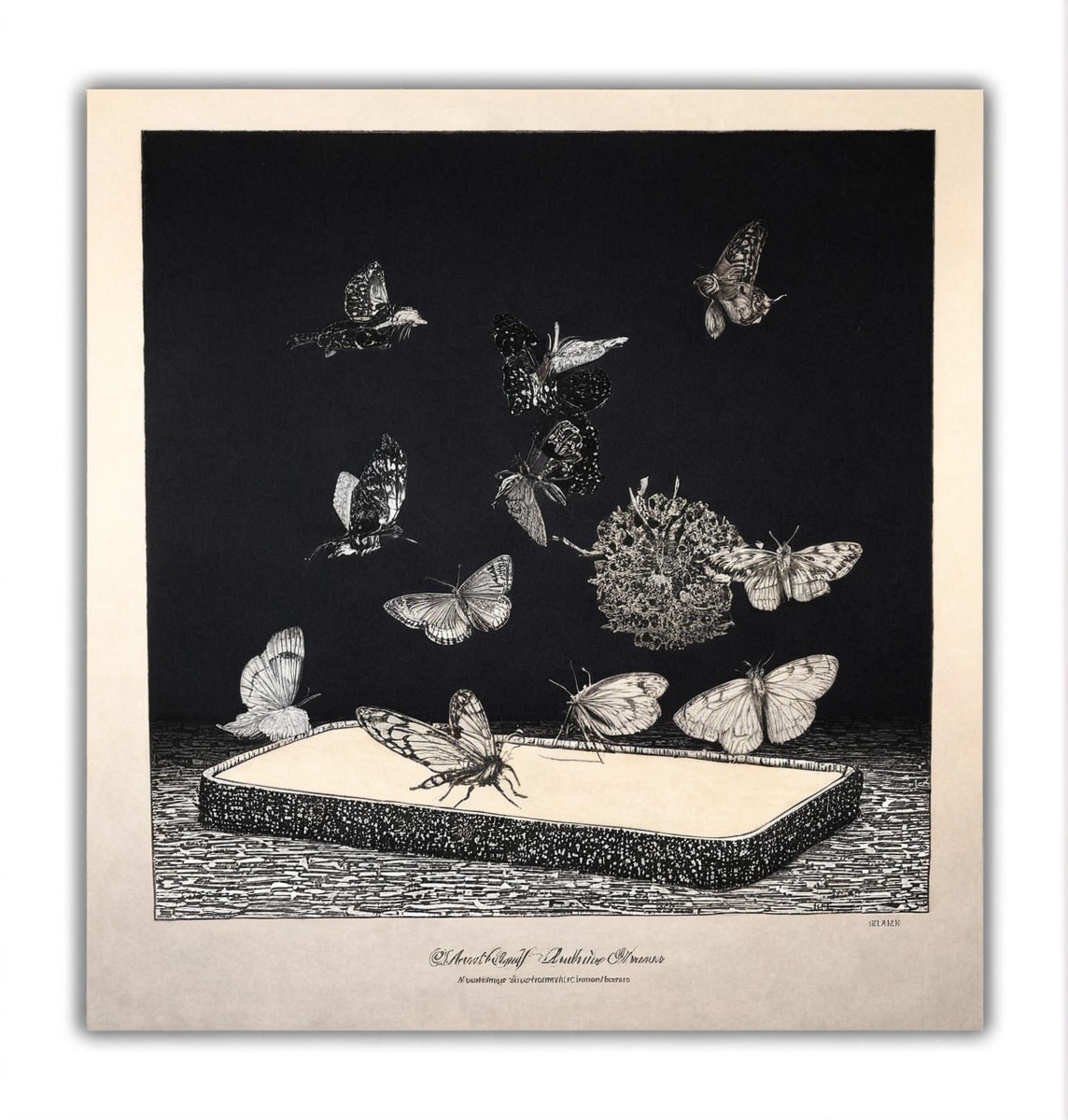 noir, traditionalart, insect, addictions, butterflies, drypoint, engraving, insects, intaglio, mezzotint, mobile, moths, night, printmaking, technology