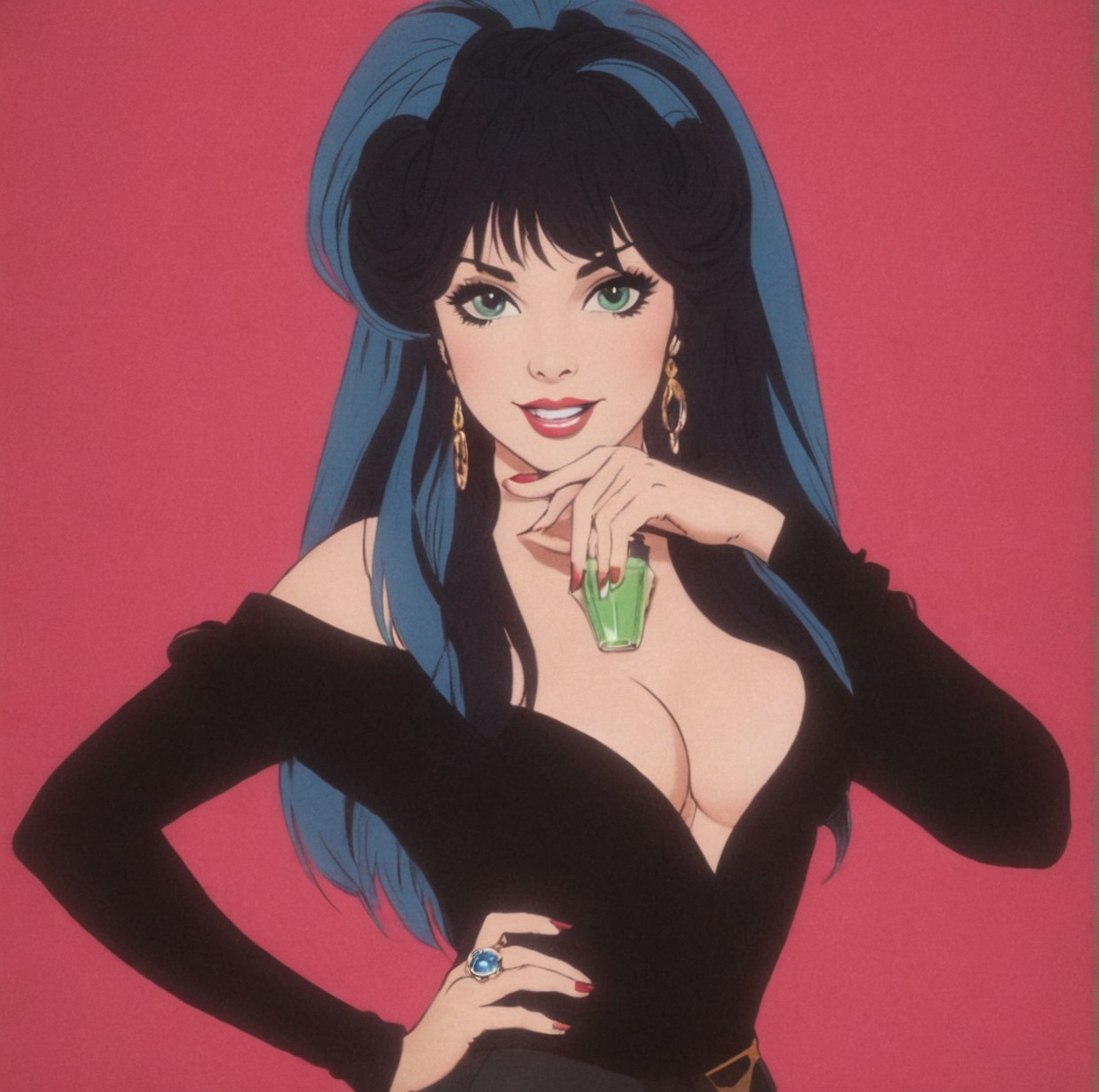 elvira, retro aesthetic, retro anime, art