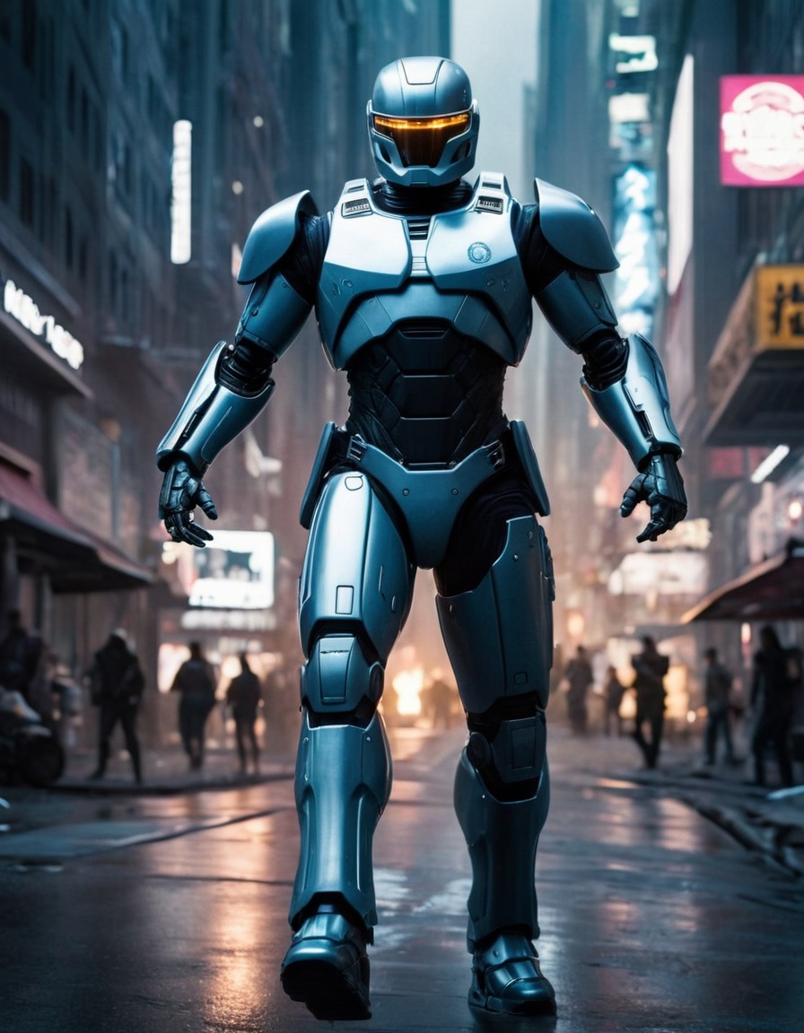 futuristic, cityscape, robot, law enforcement, robots, games, movies