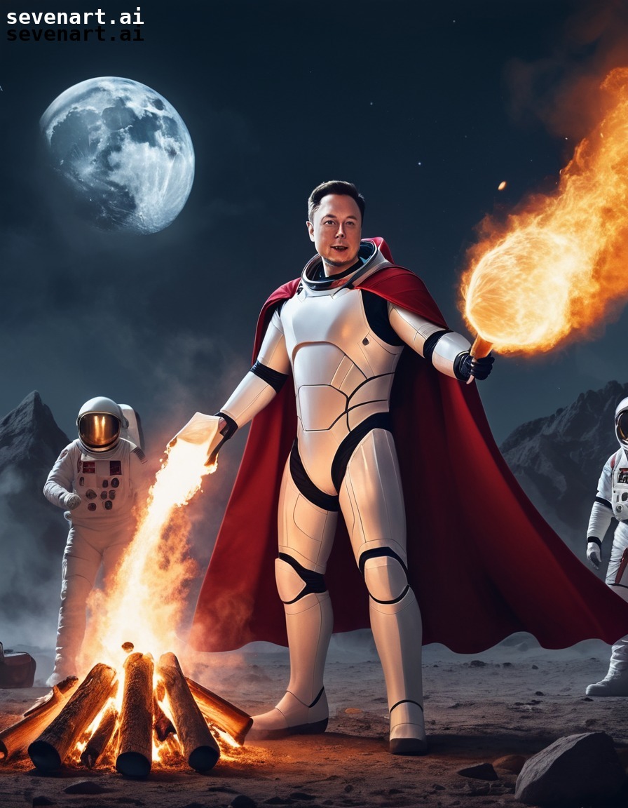 elon musk, superhero, flamethrower, marshmallows, moon, elonmusk, musk