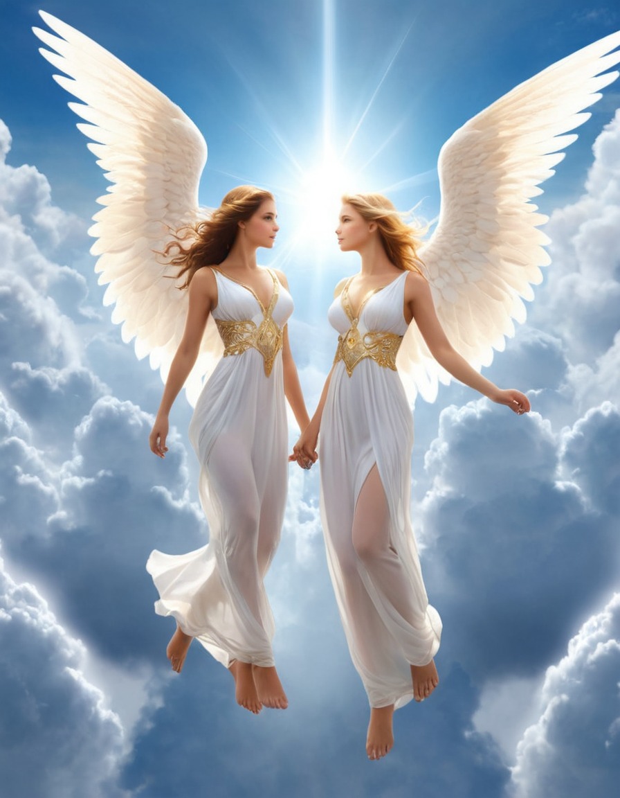 heaven, angels, guiding souls, serene journey, afterlife, spirituality