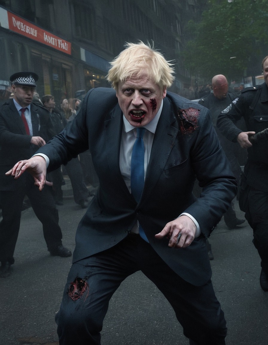 boris johnson, zombie, london, street, horror, apocalypse, politics