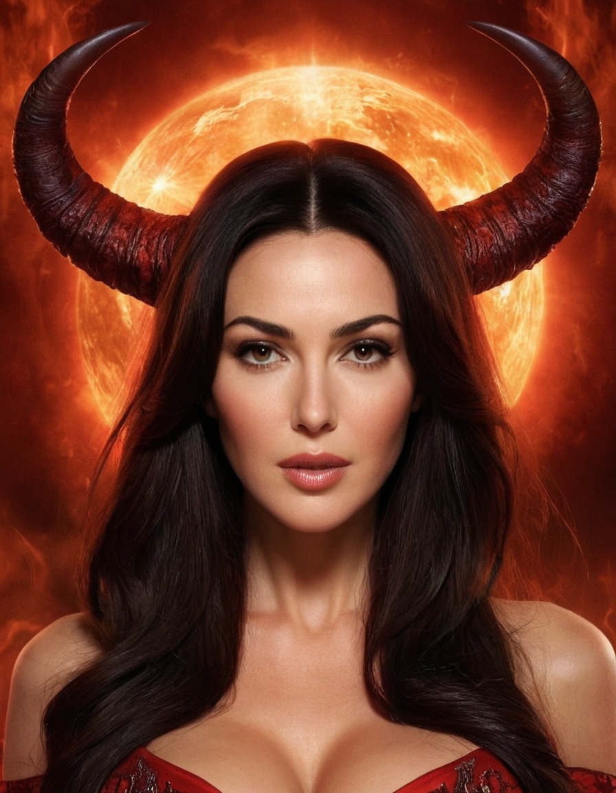 monica bellucci, demon, actress, beauty, transformation, film, evil