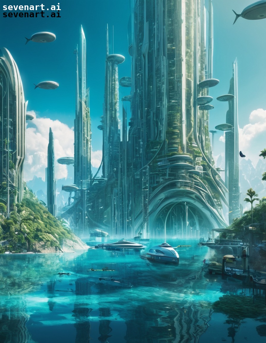 futuristic, underwater city, utopia, renewable energy, sustainable technologies, future