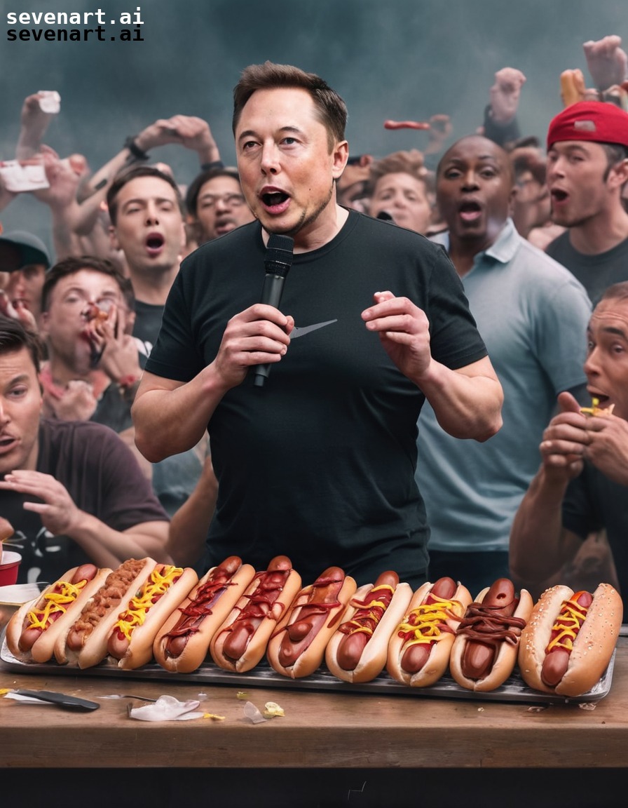 elon musk, cyborgs, competition, futuristic, eating contest, elonmusk, musk