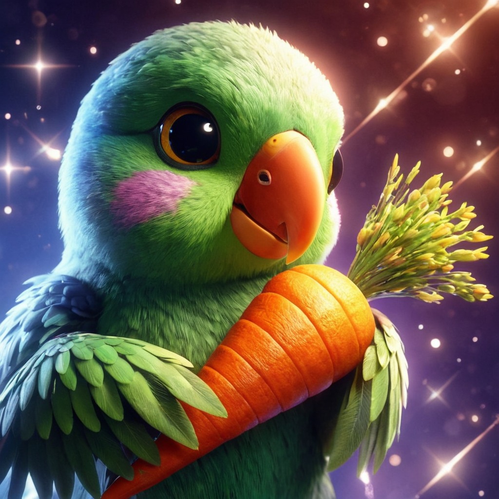 bird, carrot, closeup, colorful, parrot, with