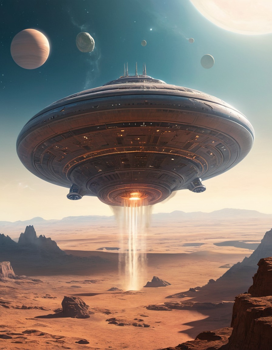 science fiction, spaceship, alien planet, extraterrestrial, futuristic, descent, aliens