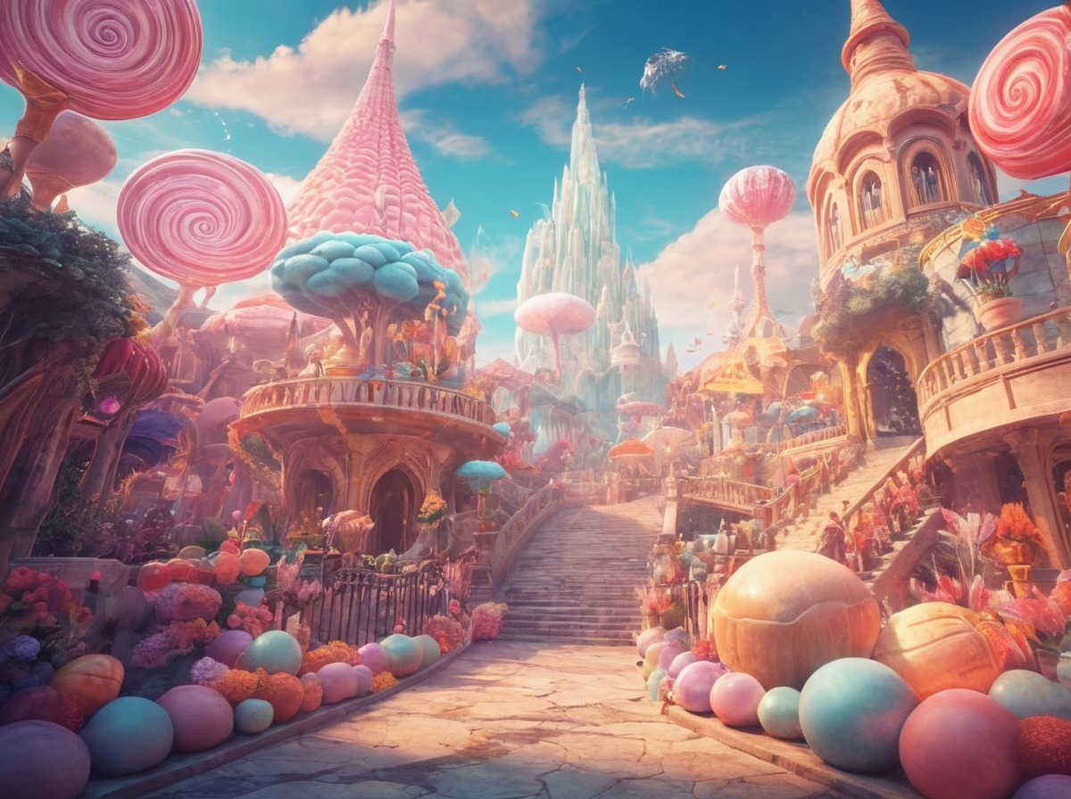 digitalart, cartoon, magic, fantasyart, surreal, beautiful, candy, colorful, epic, fairytail, fancyfair, fantasy, house, land, landscape, landscapescenery, lollipop, photoshop, serene, sugar, sunset, sweets