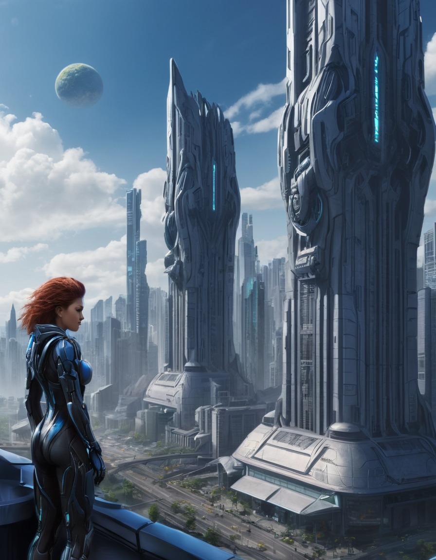 sci-fi, futuristic, cityscape, kerrigan, starcraft, games, girls from games