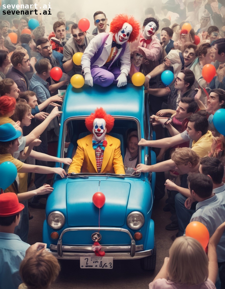 clown convention, crowded, comical, clown car, group effort, fun, people