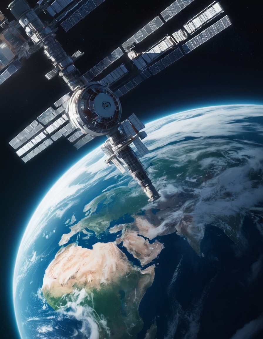 space station, futuristic, technology, earth, orbit