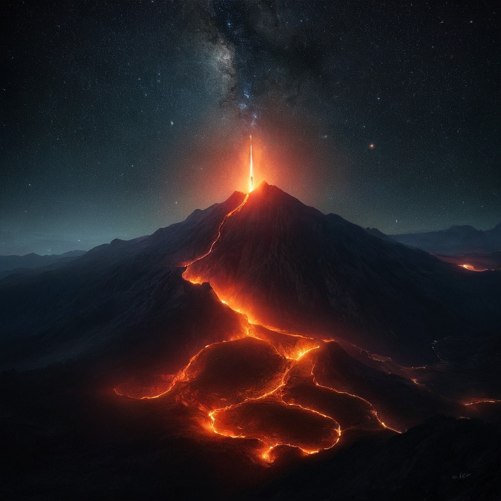 digitalart, conceptart, drama, photography, beauty, fantasyart, wallpaper, ancient, fog, blacksky, darksky, dramaticsky, epic, eruption, lavaflow, naturalphenomenon, nightsky, sky, space, volcano, moltenlava, volcaniclandscape, natureatnight, dailychallenge, naturepower, fieryglow, mountainvolcano, volcanoatnight