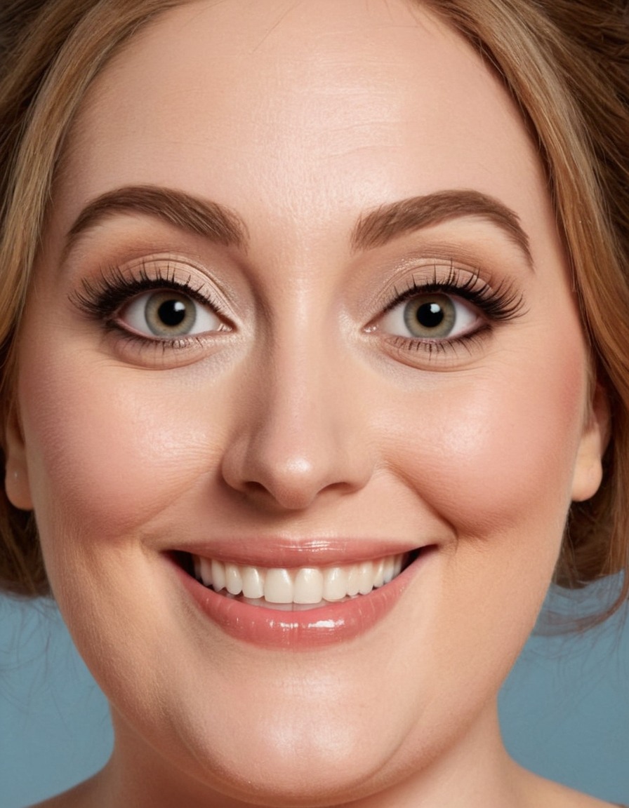 adele, big nose, huge smile, forehead, huge eyes