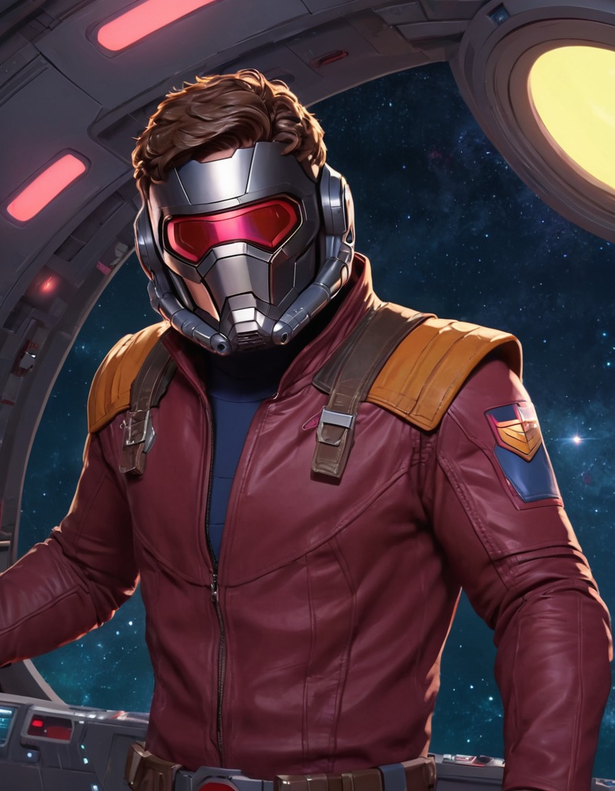 star-lord, spaceship, intergalactic, superhero, anime, marvel