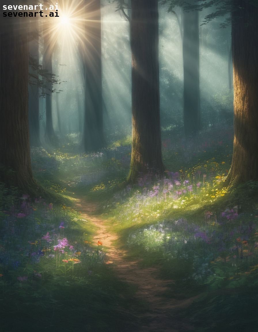 nature, forest, sunlight, wildflowers, peaceful