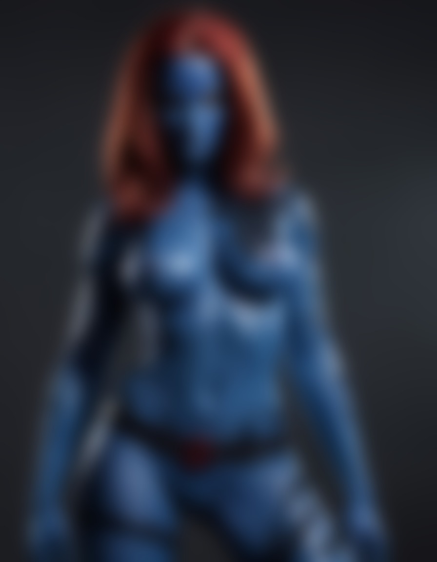 mystique, x-men, superhero, confident, ripped clothes, transformation, shape-shifter