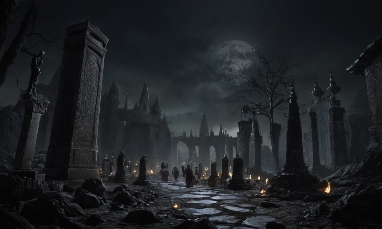 horror, wallpaper, cemetery, darkestnight, tombstone, darkest_night, tomb_stone, ai_art, pixai