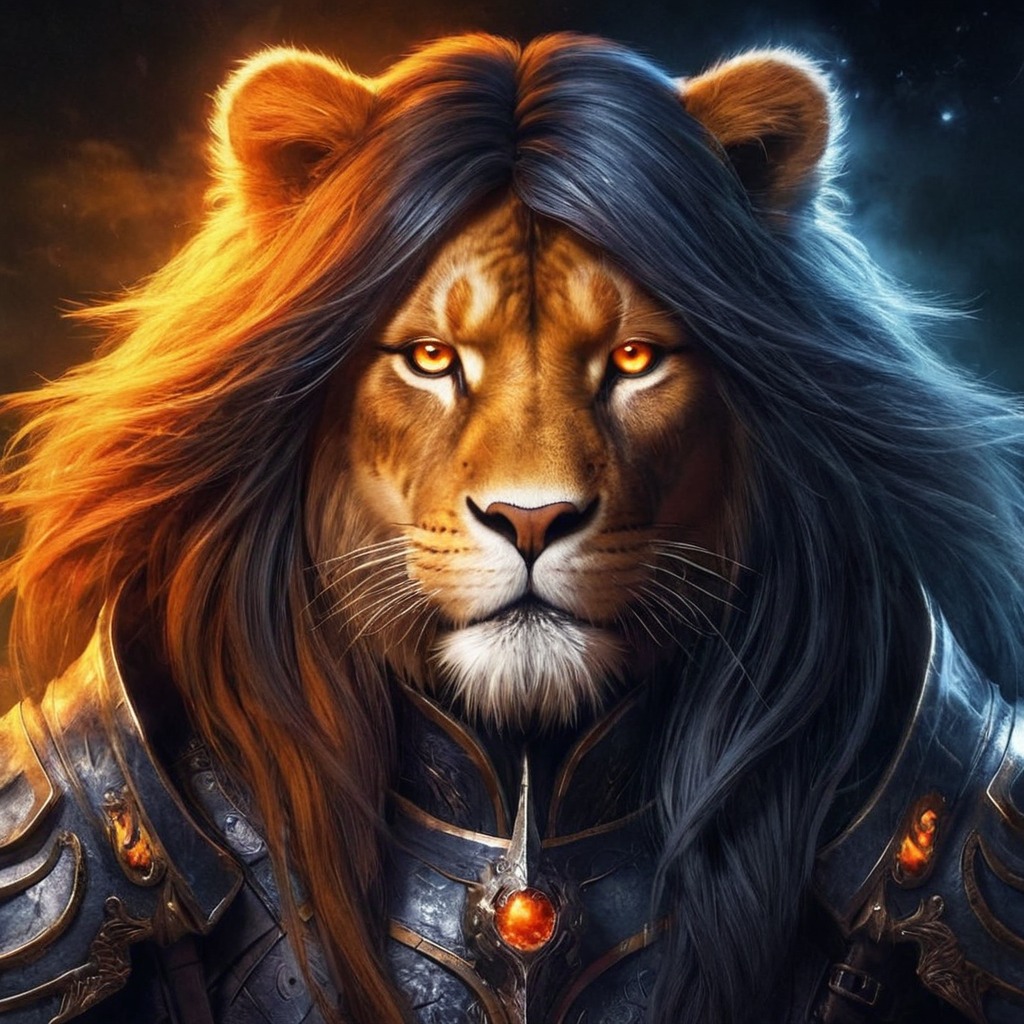 characterdesign, warrior, magic, fantasyart, feline, lion, bing, conceptart, hybrid, scifi, space