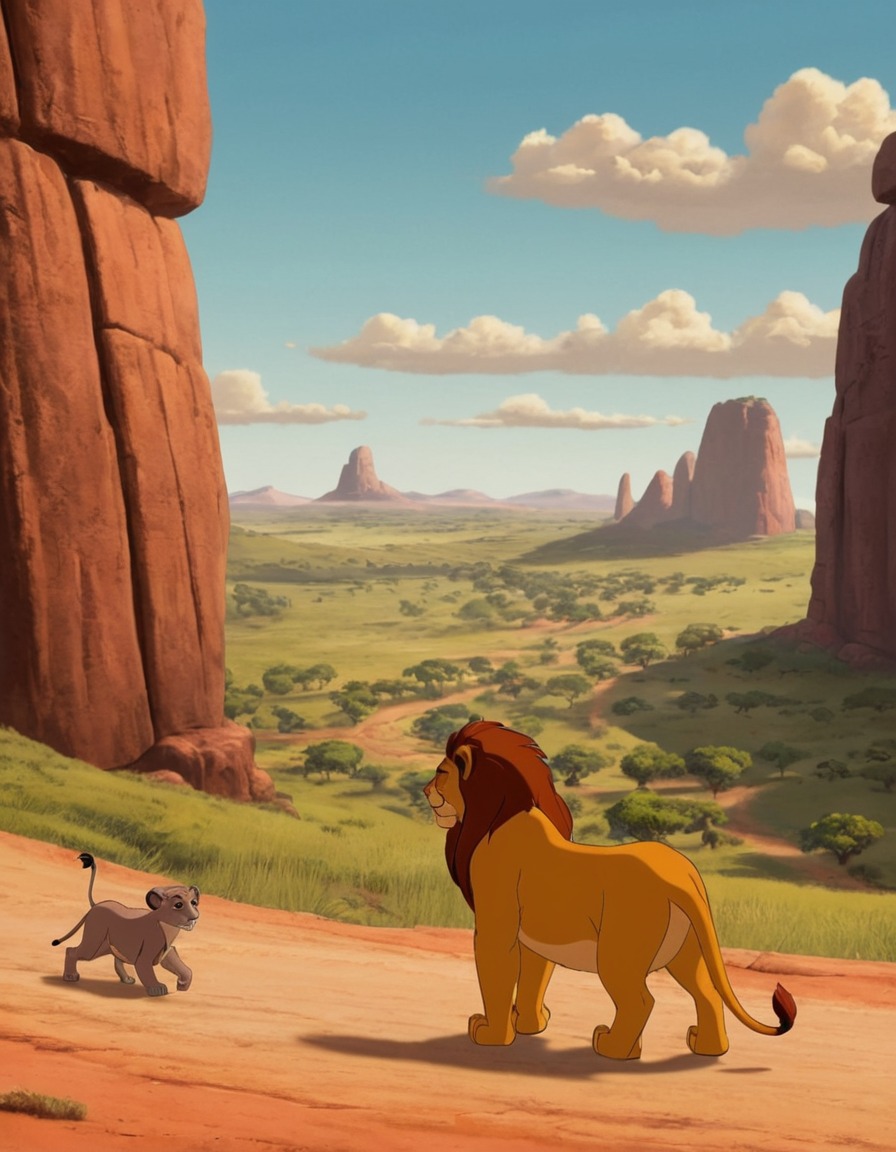 simba, mufasa, the lion king, 2019, painting, scene, movie