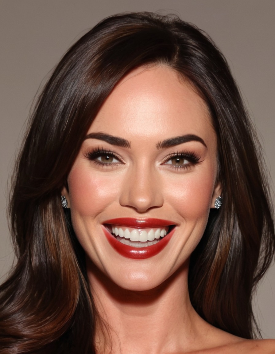 megan fox, actress, celebrity, caricature, big head, crazy smile